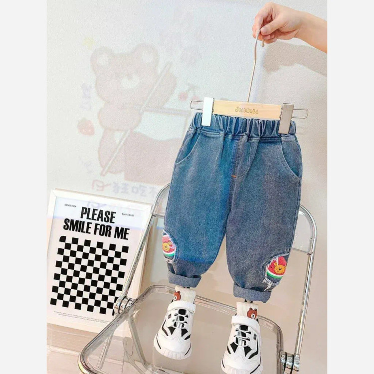 ست بلوز و شلوار تدی و شلوار مام استایل جین بچه گانه وارداتی بهاره و پاییزه