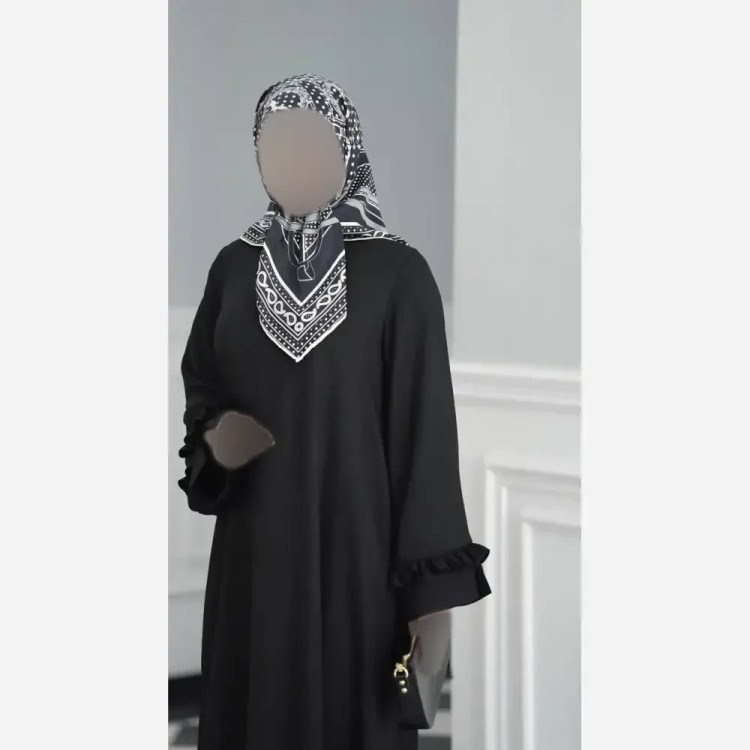 عبا استین چیندار شانتون فری سایز زنانه کرم سبز ابی دودی قد 138 تا 140