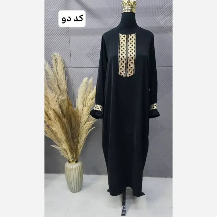 مانتو عبایی زنانه مدل عایشه جنس الیزه مشکی فری سایز تا 48