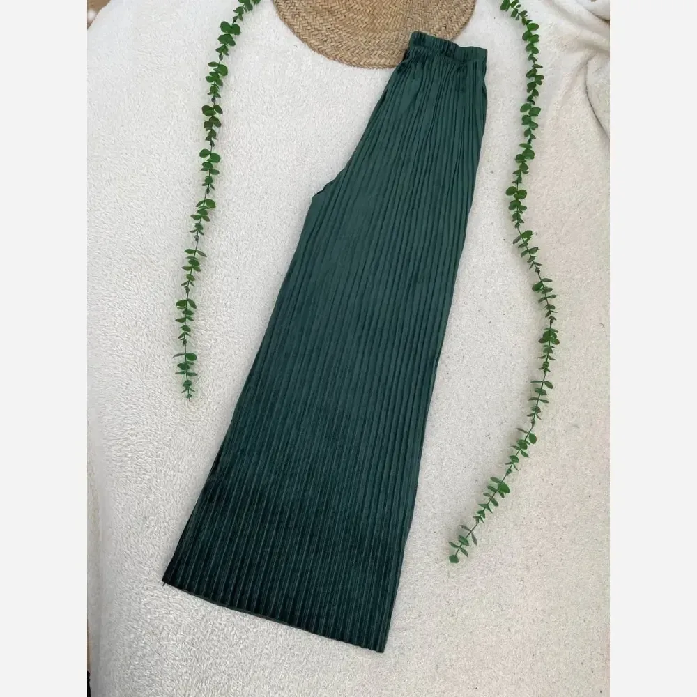 شلوار پلیسه مخملی زنانه سایز فری تا 48 قد 100 کمرکشی