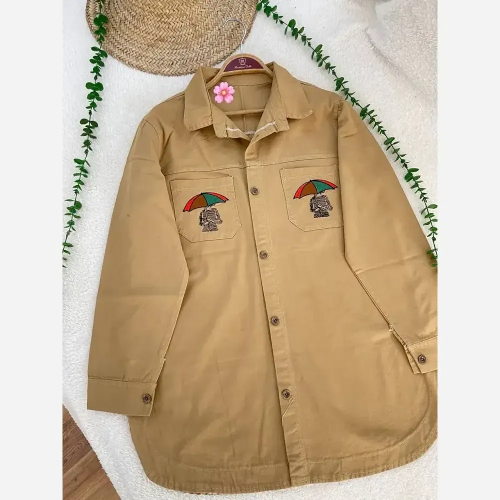 مانتو کتان پاییزه زنانه گلدوزی شده گرم بالا قد 79 رنگ بندی متنوع سایز L XL