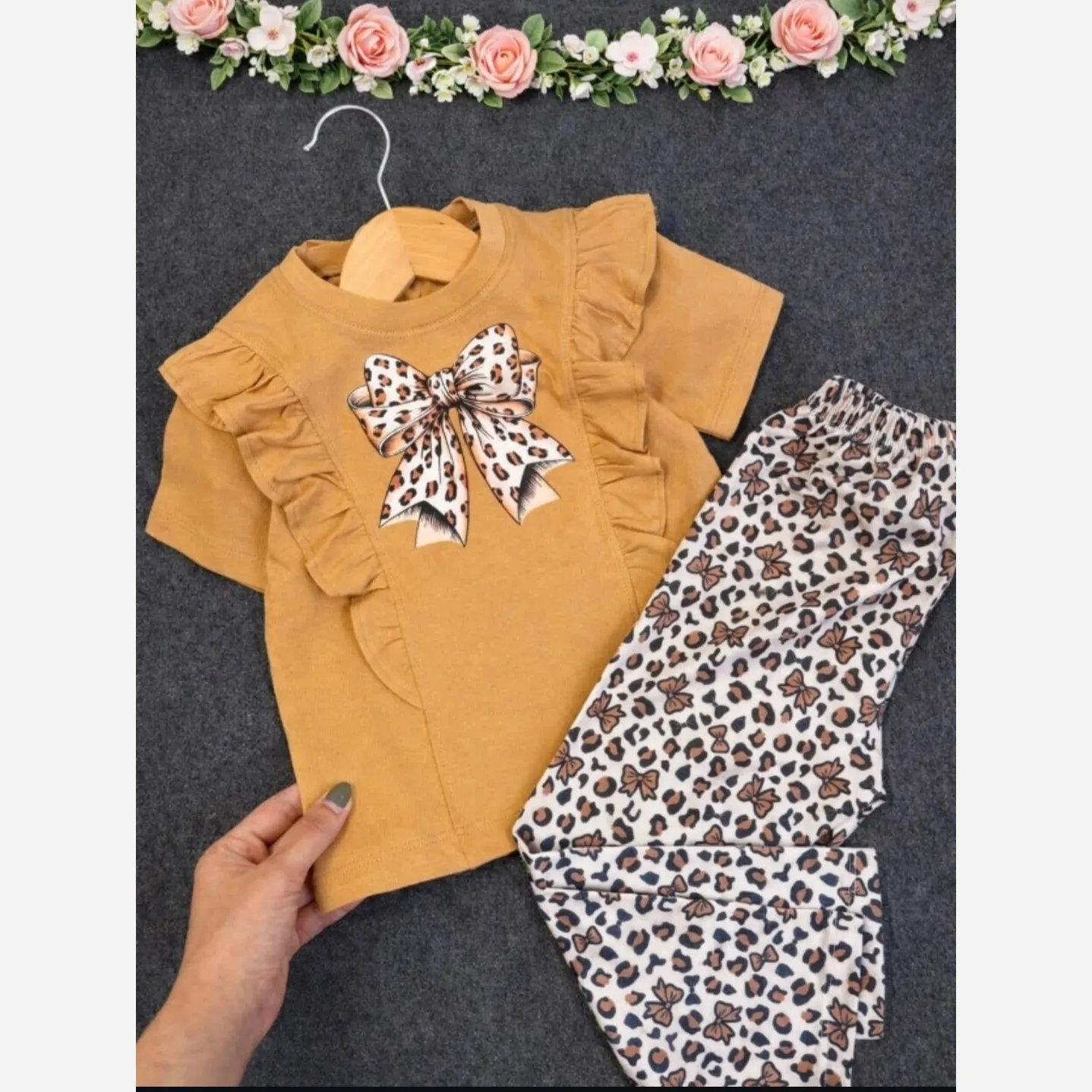 ست تیشرت شلوار راحتی دخترانه پنبه دورو چاپی مناسب 3 تا 11 سال