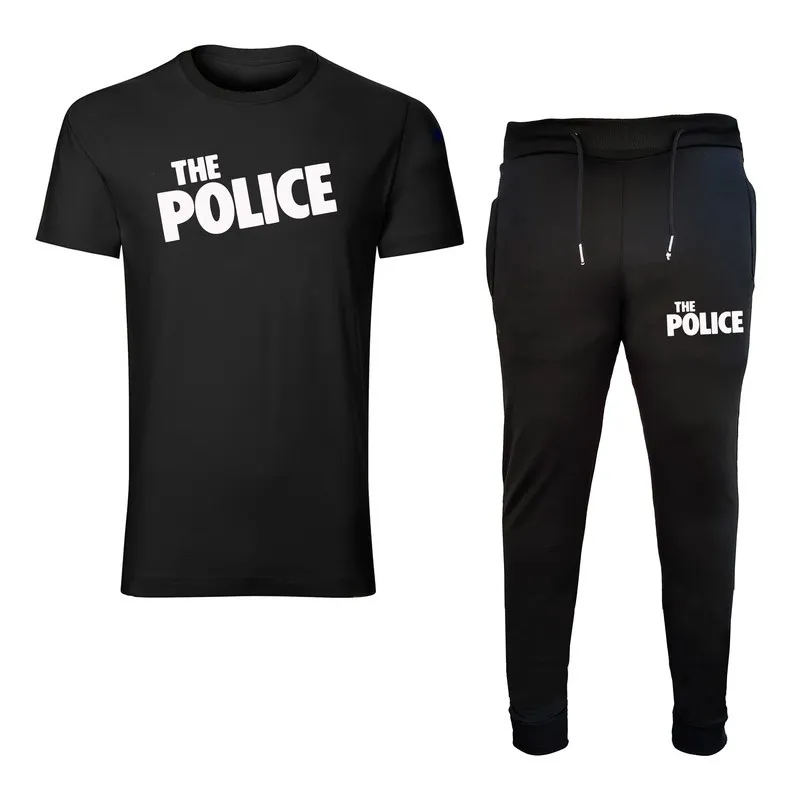 ست تیشرت و شلوار مردانه نخ طرح police آستین کوتاه دو تکه