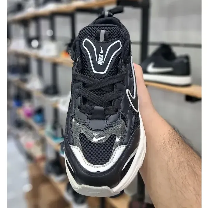 کفش اسپرت زنانه نایک v5 مشکی رویه تنفسی پختی چرم صنعتی زیره پیو