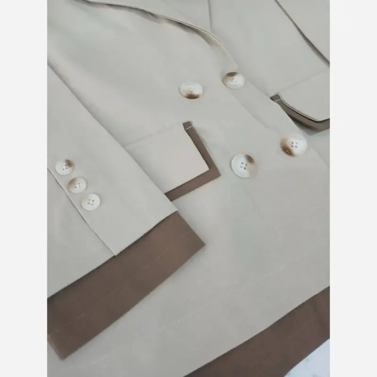 ست کت و شلوار لنین تابستانه مدل سوری رنگ نسکافهای و سبز سایزبندی