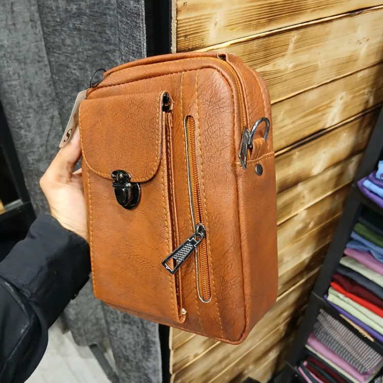 کیف دوشی اسپرت مردانه چرم مصنوعی رنگ مشکی و عسلی و قهوه ای روزمره