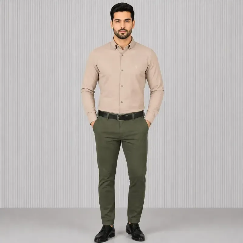 پیراهن مردانه تنسل آستین بلند ساده