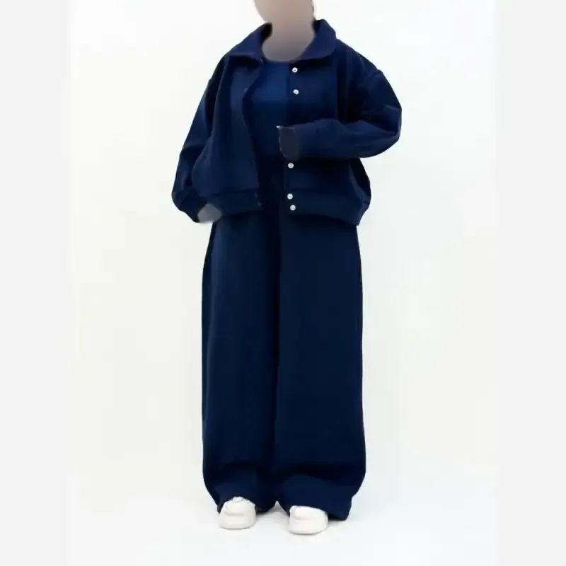 ست سه تیکه بامبر شلوار و تیشرت مدل مایلا جنس دورس حوله ای توکرکی فریسایز