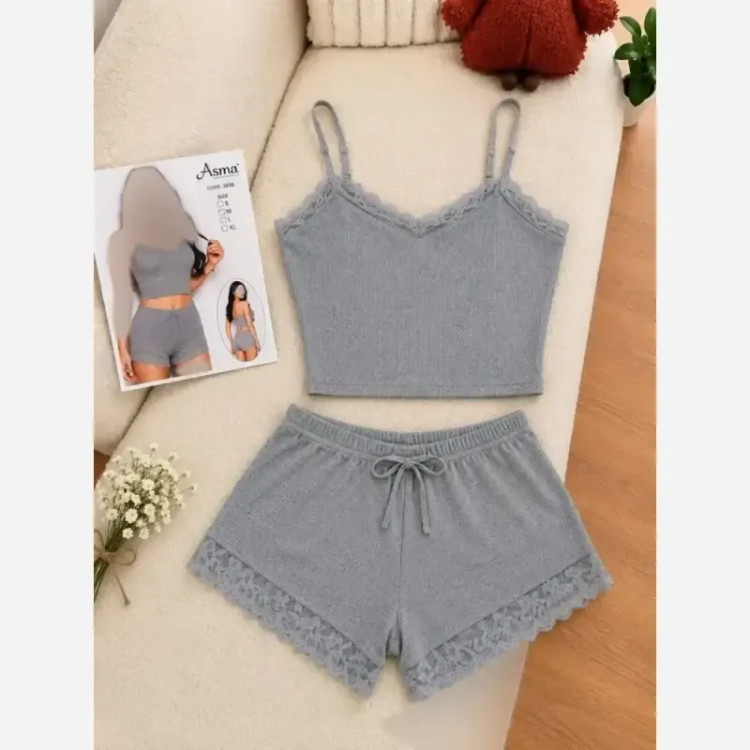 ست نیم تنه و شورتک کبریتی زنانه