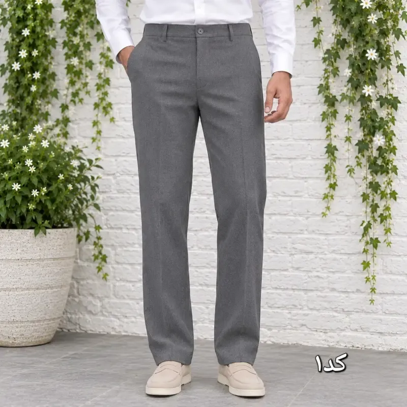شلوار پارچه ای مردانه راسته کلاسیک نخی پارچه f رنگ ثابت سایز 42 تا 54